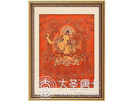 文殊菩薩紅唐40x60cm