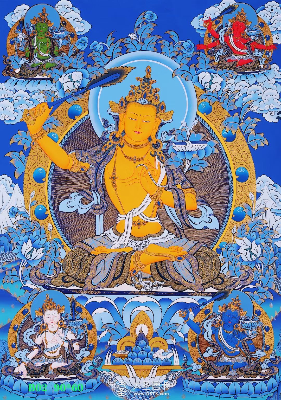 尼泊爾藍唐文殊菩薩90-60cm