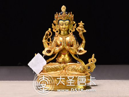 四臂觀音鎏金23cm