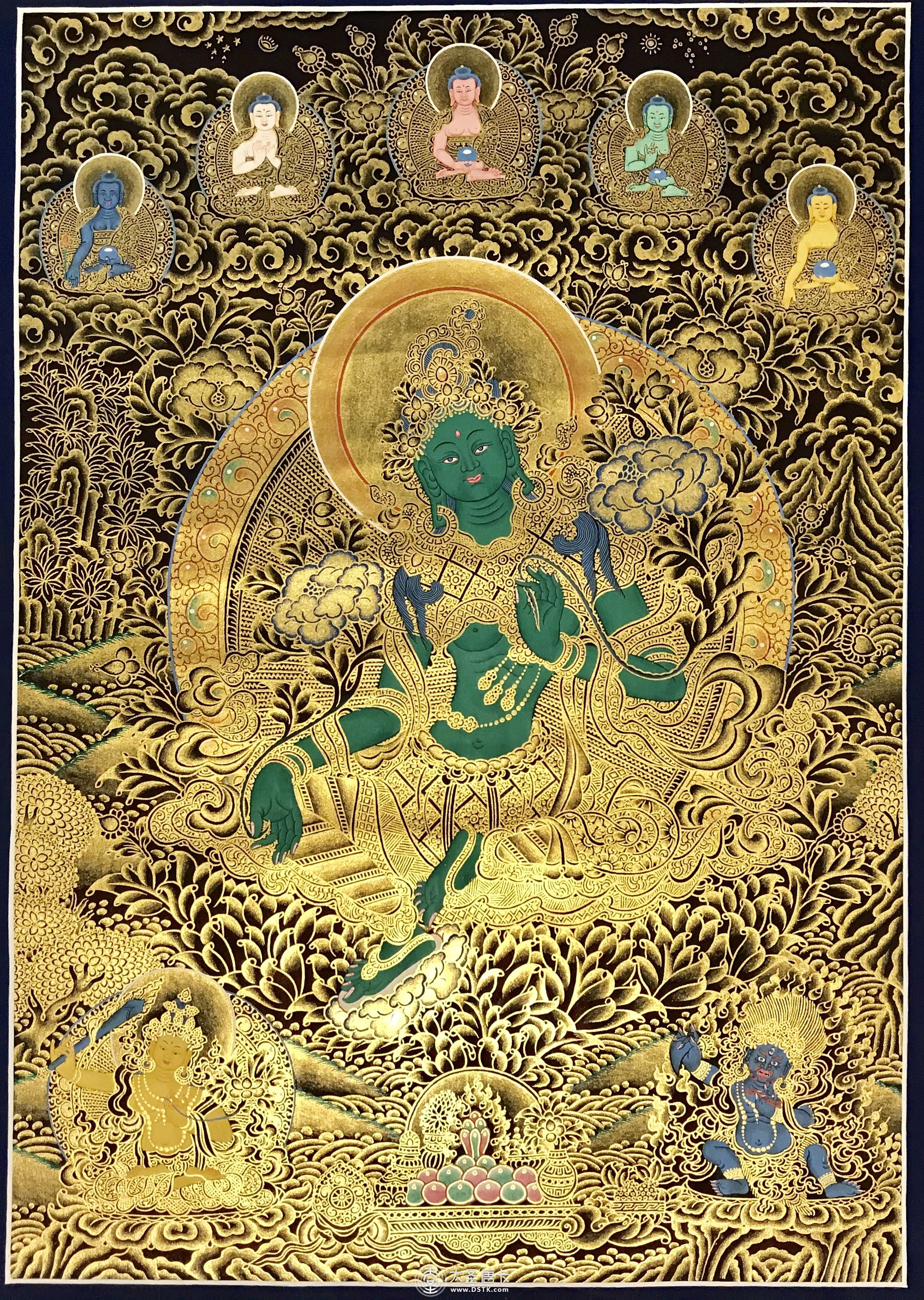 尼泊爾高品質黑金綠度母70-50cm