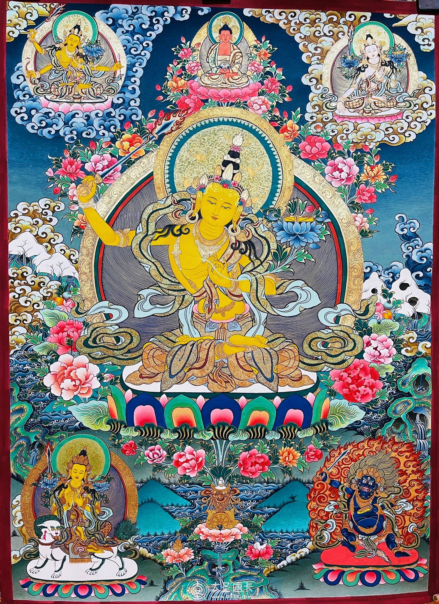 熱貢精品彩唐文殊菩薩100-70cm