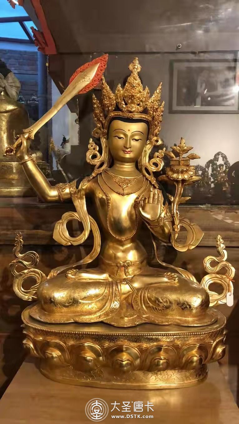 尼泊爾精品鎏金佛像文殊菩薩65公分