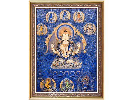 精品藍唐四臂觀音100-70cm