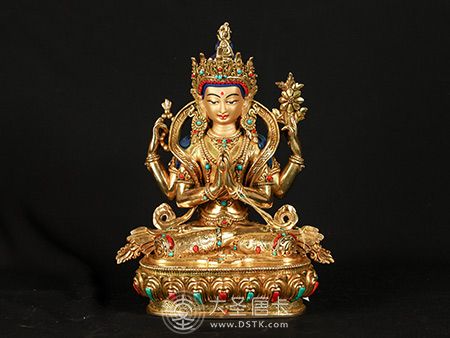 尼泊爾johnny佛像四臂觀音23公分