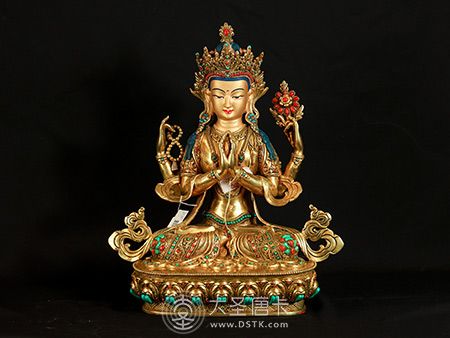 尼泊爾johnny佛像四臂觀音35公分