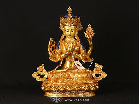 尼泊爾johnny佛像四臂觀音34公分