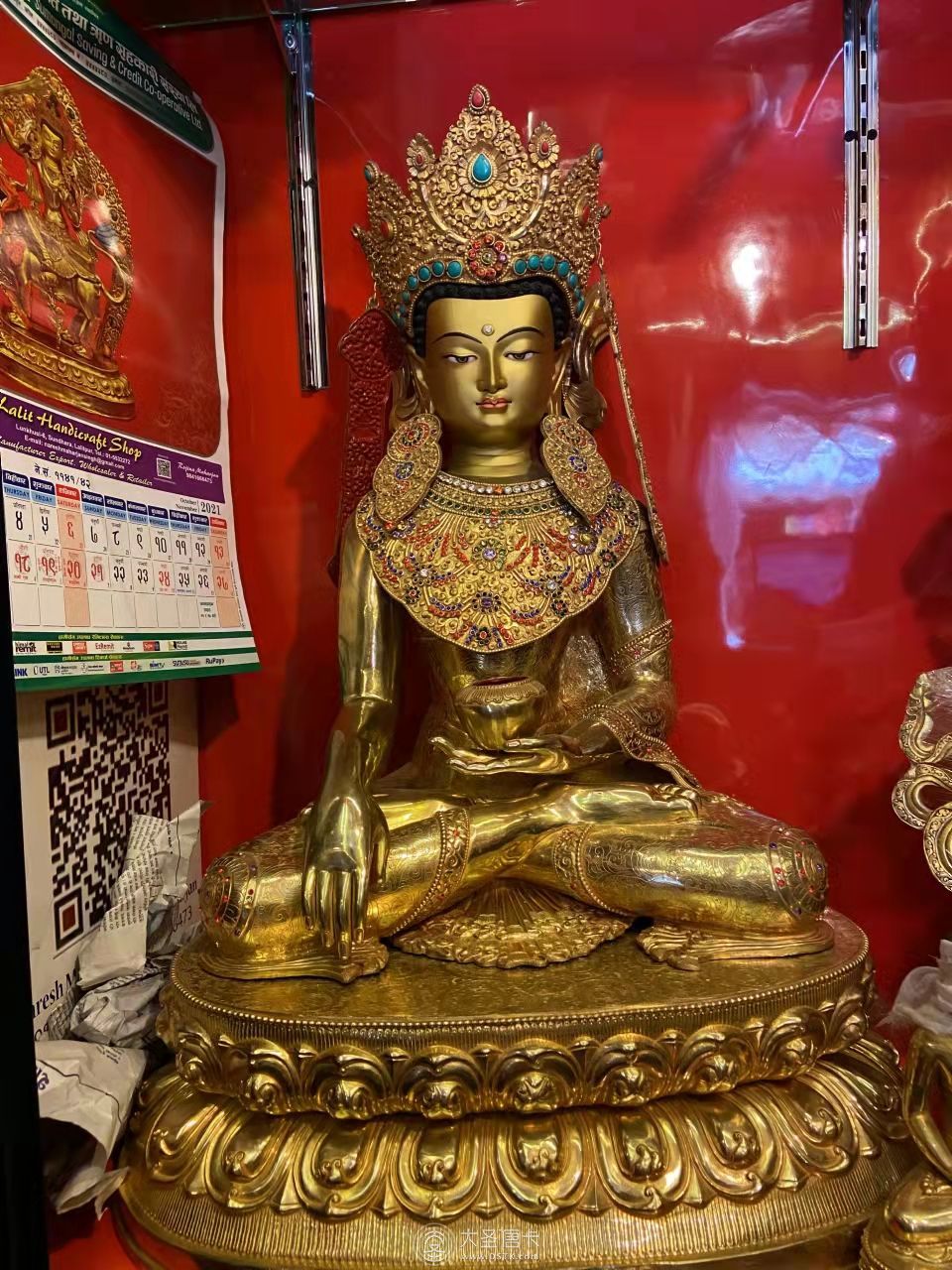 尼泊爾qing精品鎏金覺悟佛70公分