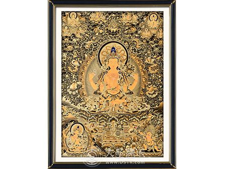 熱貢尖措大師黑金四臂觀音100-70cm