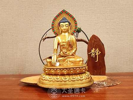 釋迦牟尼佛雙座背光24cm