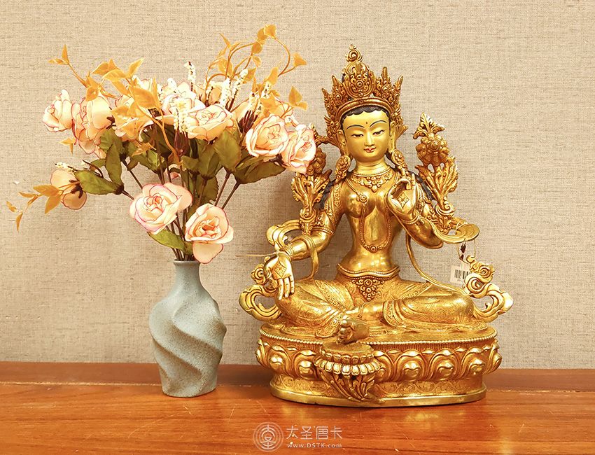 綠度母鎏金背光38cm