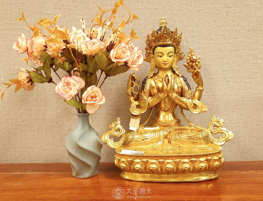 四臂觀音鎏金34cm