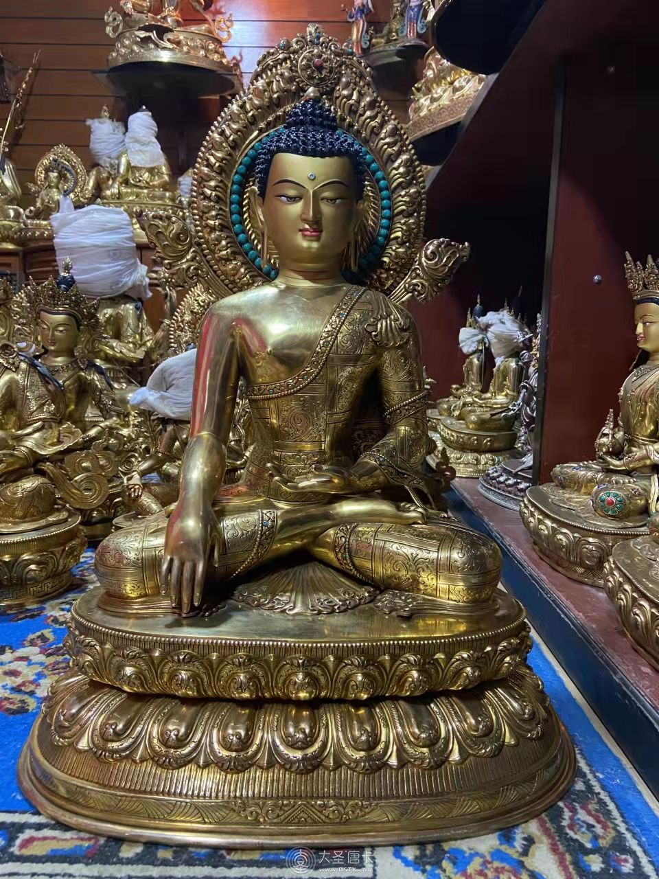 尼泊爾qing精品鎏金釋迦牟尼80公分