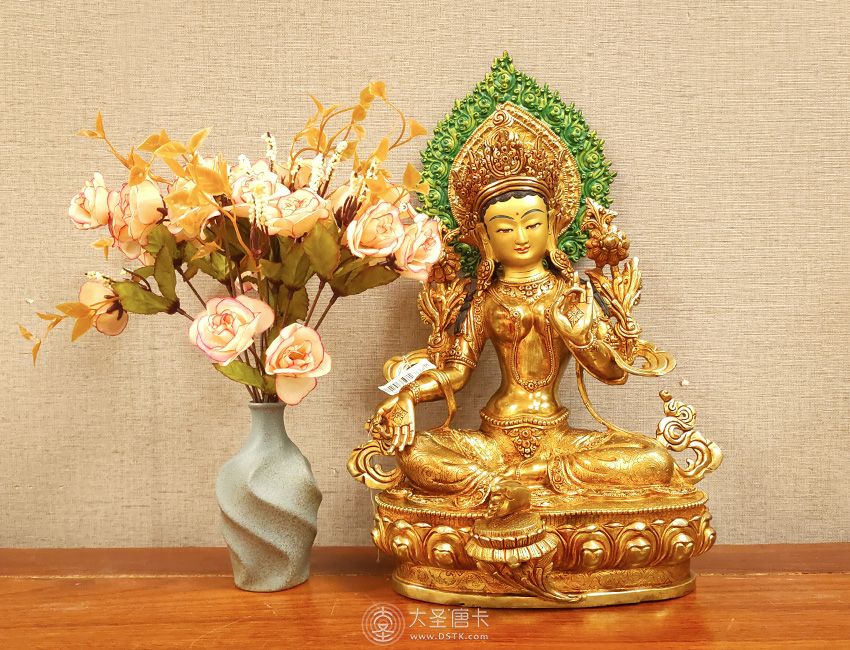 綠渡母鎏金背光38cm