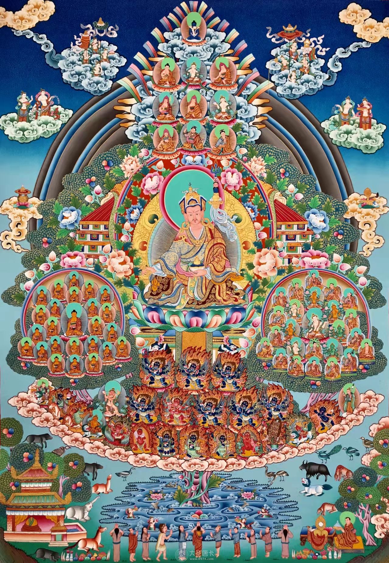 尼泊爾彩唐蓮花生皈依境90-70cm