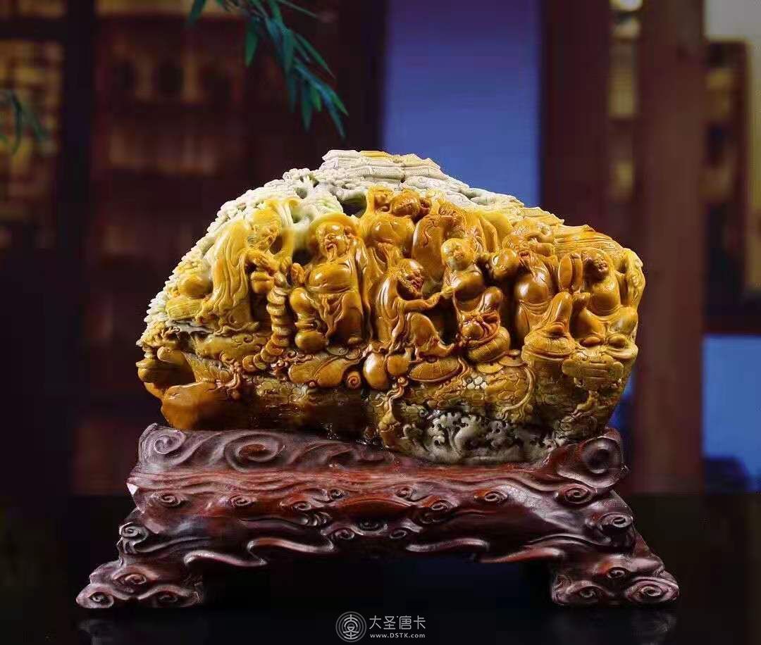 老撾田黃石八仙過海精品石雕