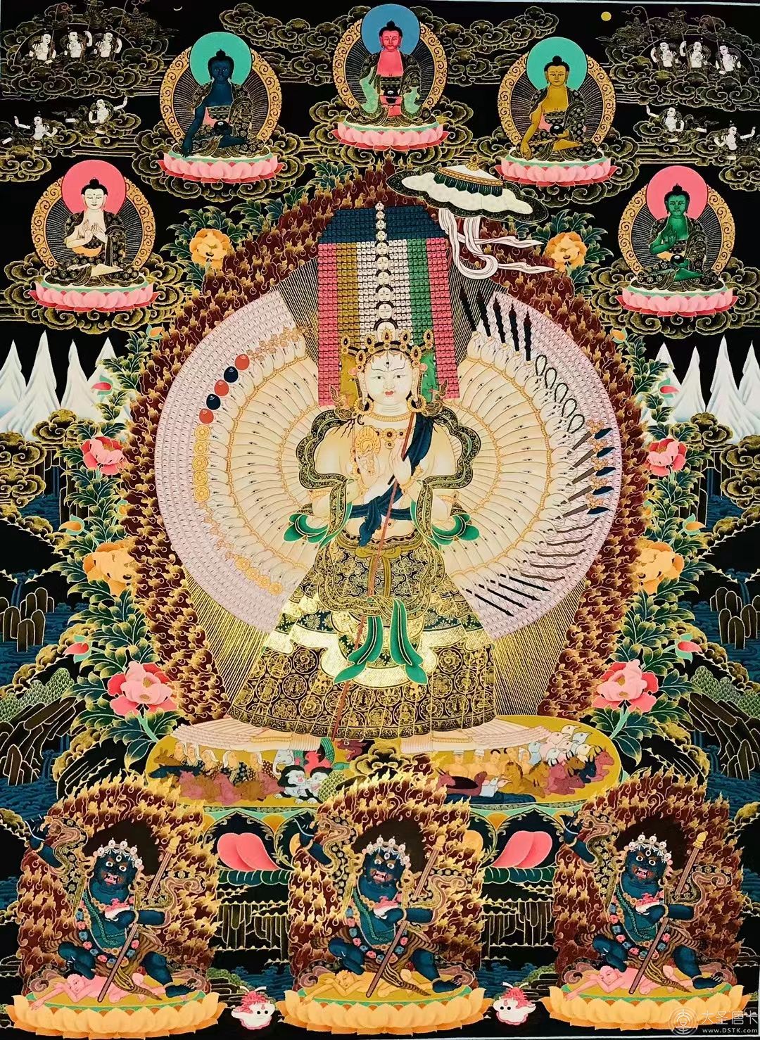 《大白傘蓋佛母》礦彩唐卡