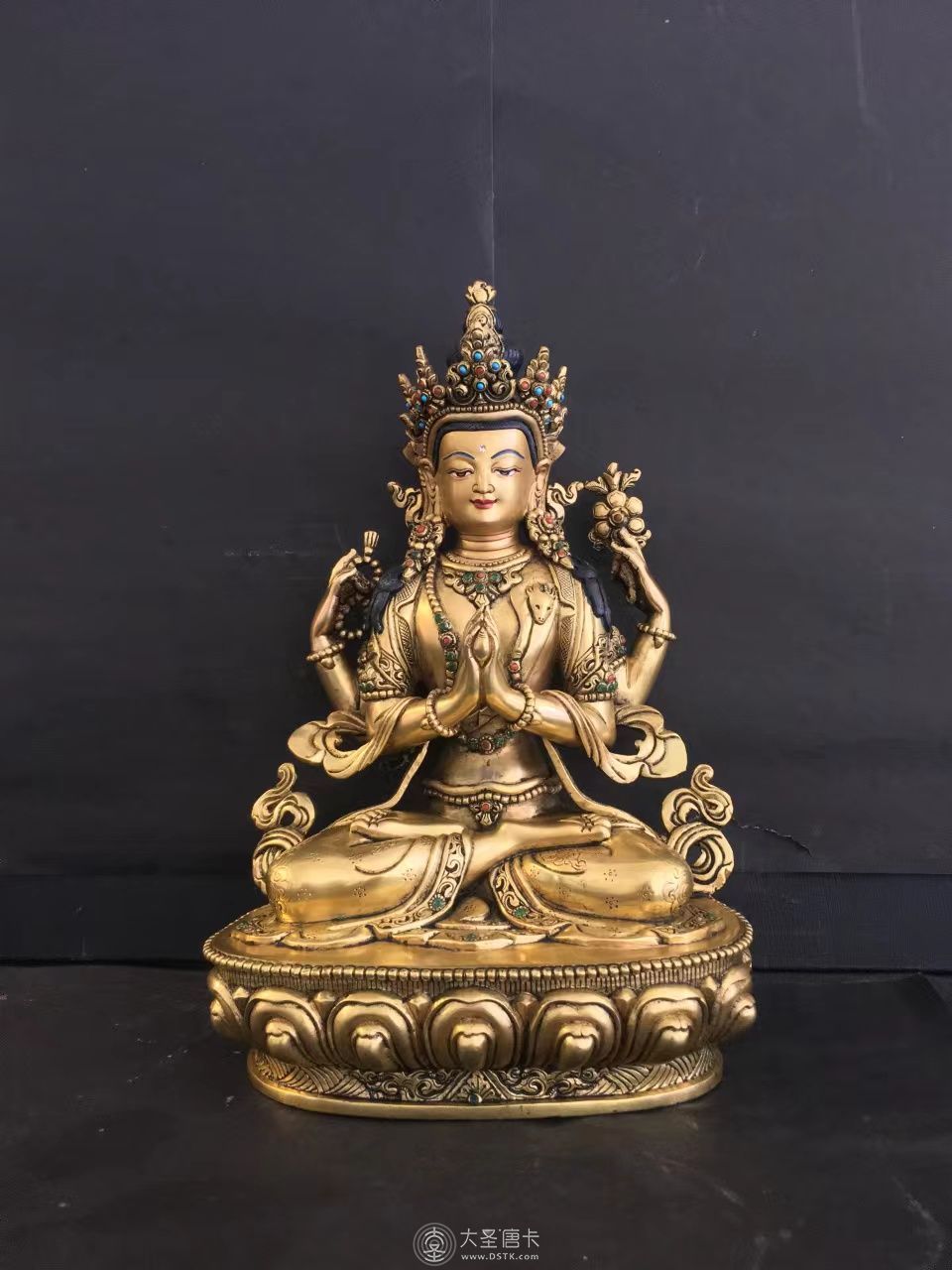 尼泊爾padam大師作品四臂觀音和地藏王23公分