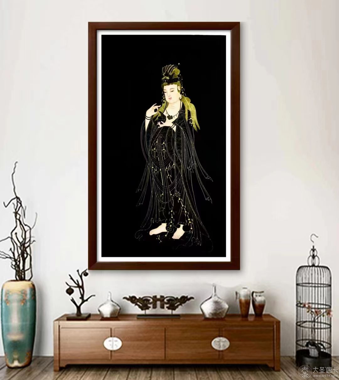 滴水觀音 絹本  120 80