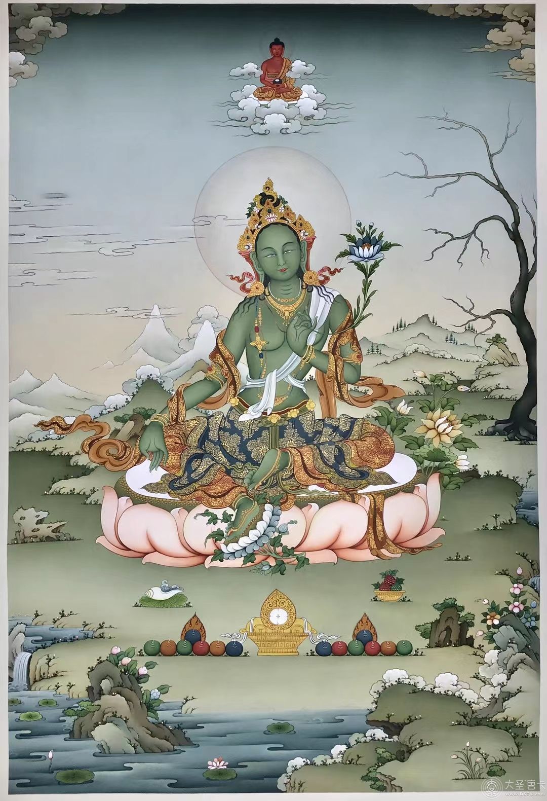 綠度母 嘎瑪嘎孜畫風 80/60 純金勾線