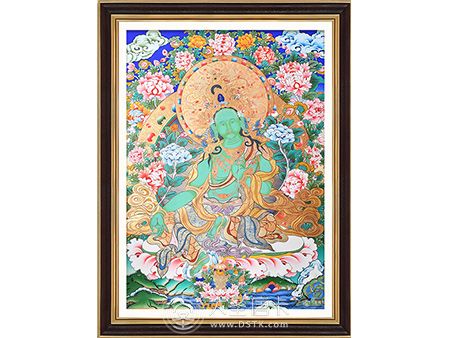 熱貢館藏級彩唐綠度母100-70cm