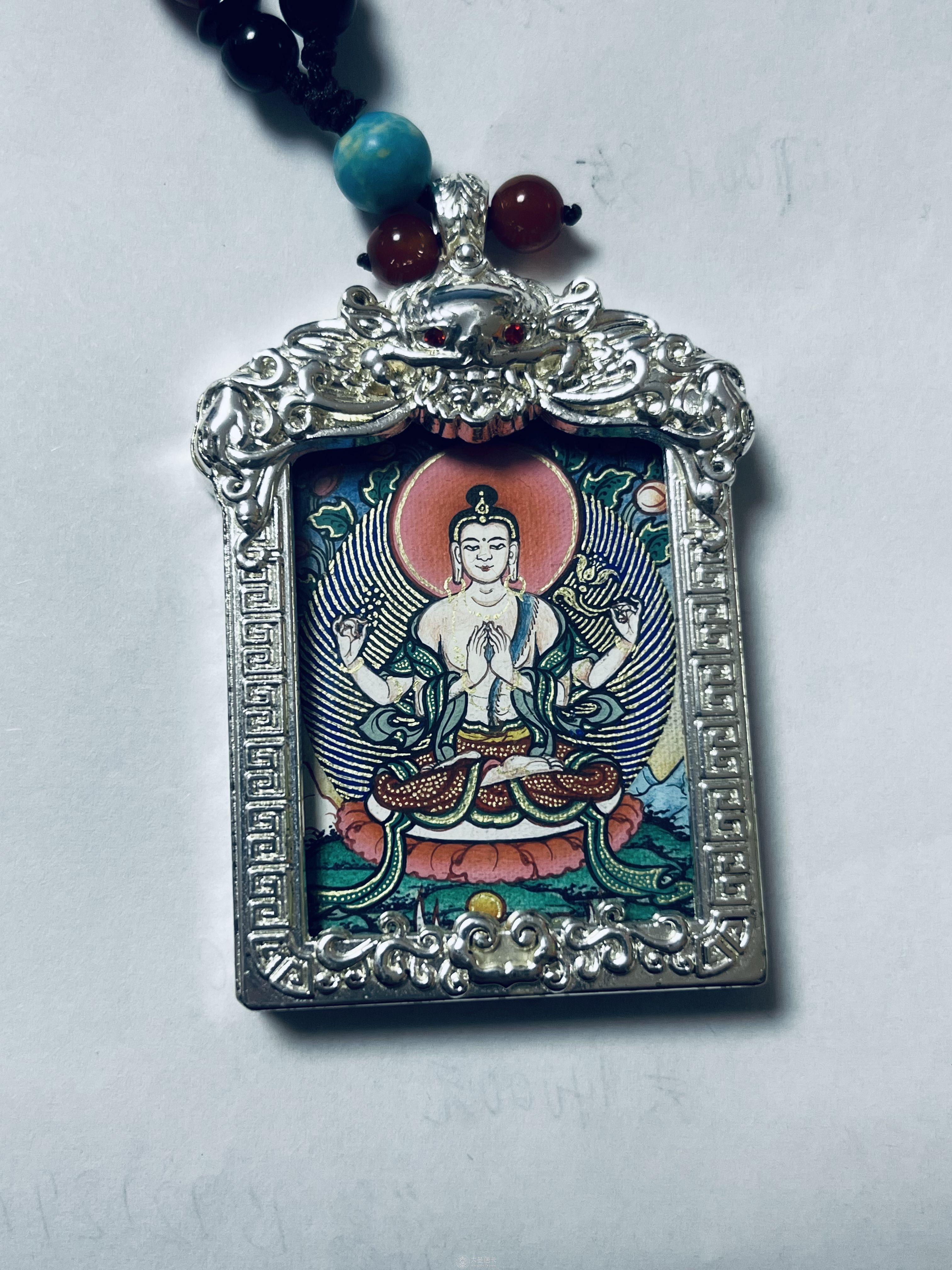 彩唐四臂觀音嘎烏